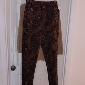 NWT Jones New York Country Wine Khaki Paisley Corduroys 2 Pockets Button Zip